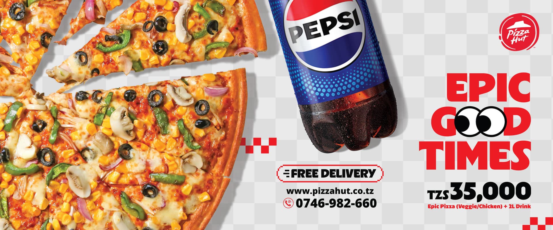 Pizza Hut billboard at Impala — 12x5m format